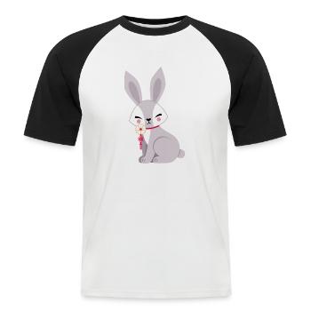 Hase - Männer Baseball-T-Shirt - Weiß/Schwarz - Vorne - Nik (191cm)