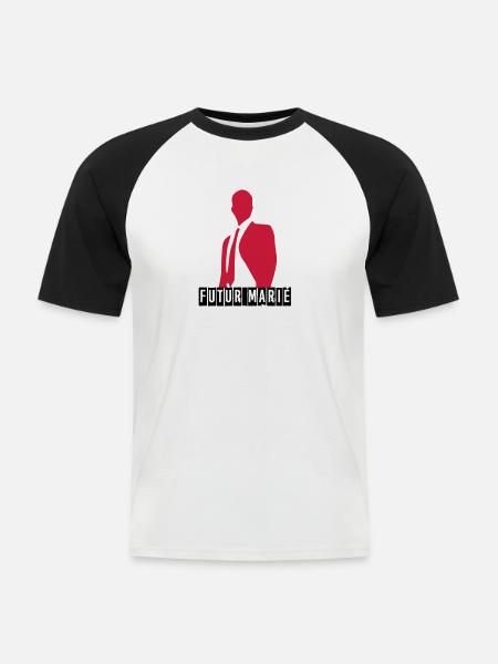futur marié - T-shirt baseball manches courtes Homme - blanc/noir