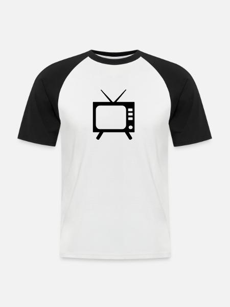 TV - Men's Baseball T-Shirt - white/black