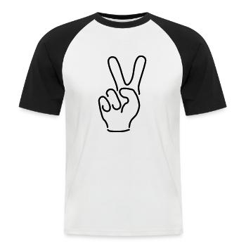 Victory Peace Hand Sign Silhouette Sign V - Men's Baseball T-Shirt - white/black - Front - Nik (191cm)