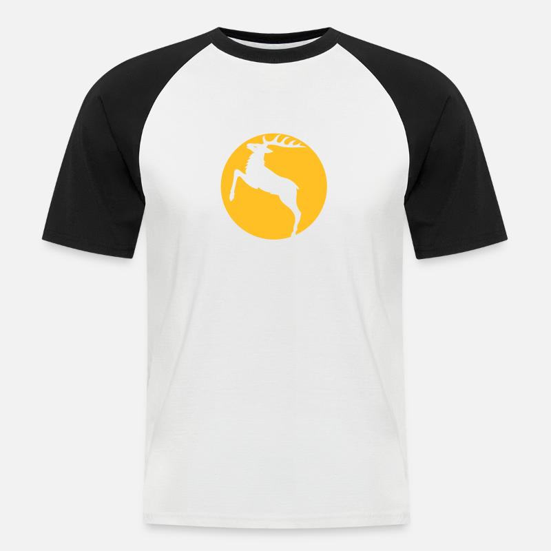 hirsch geweih elch hirschgeweih wald wild tier - Männer Baseball-T-Shirt - Weiß/Schwarz