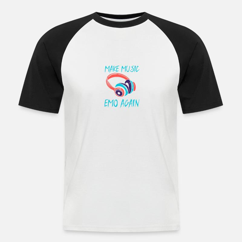Make Music Emo Again - Männer Baseball-T-Shirt - Weiß/Schwarz