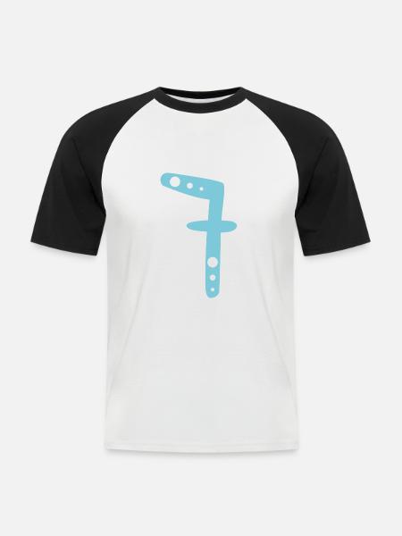Nummer 7 - Männer Baseball-T-Shirt - Weiß/Schwarz