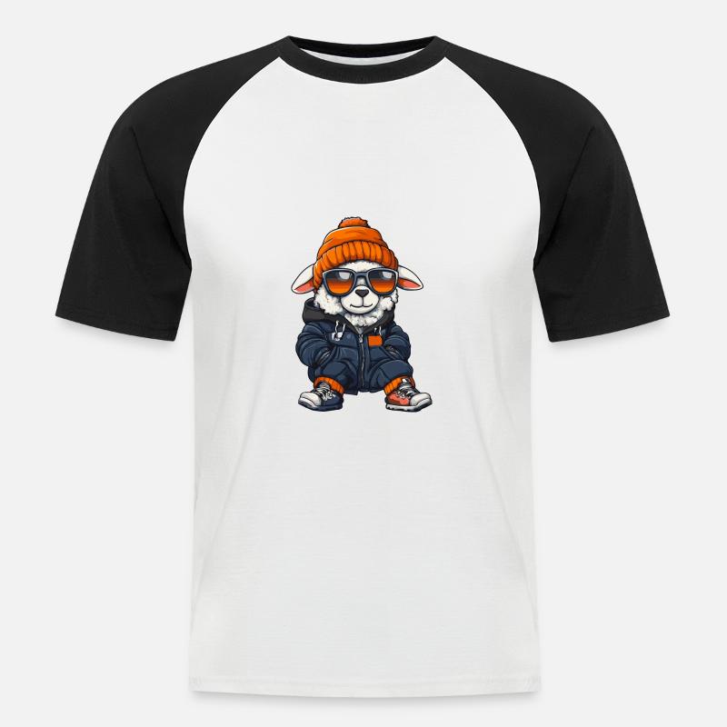 Schaf Winter Comic - Männer Baseball-T-Shirt - Weiß/Schwarz