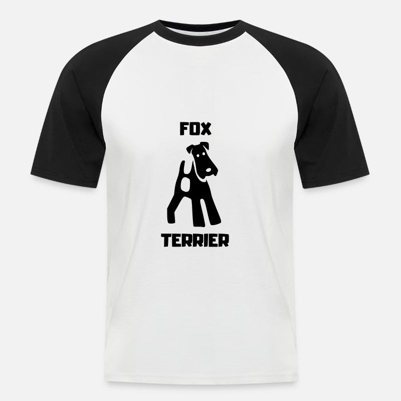 Fox Terrier TERRIER - Männer Baseball-T-Shirt - Weiß/Schwarz