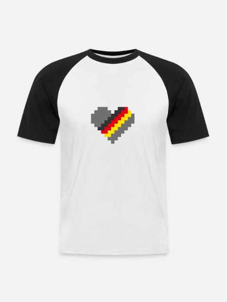 Germany Pixel Heart - Men's Baseball T-Shirt - white/black