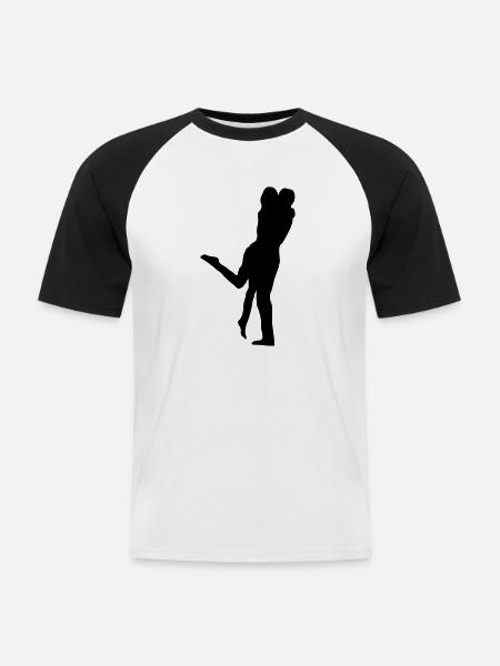 Kuss - Männer Baseball-T-Shirt - Weiß/Schwarz