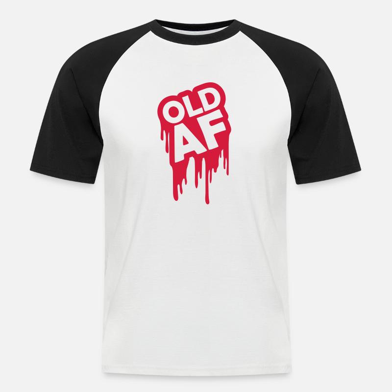 old AF Text Logo - Männer Baseball-T-Shirt - Weiß/Schwarz