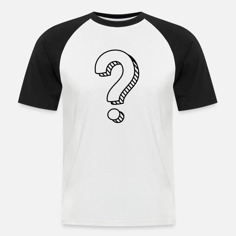 Fragezeichen mit Schatten einfarbig - Männer Baseball-T-Shirt - Weiß/Schwarz
