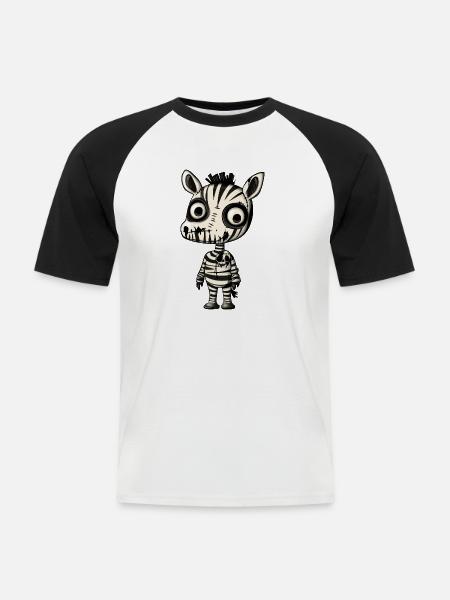 Zebra Halloween Comic Lustig - Männer Baseball-T-Shirt - Weiß/Schwarz