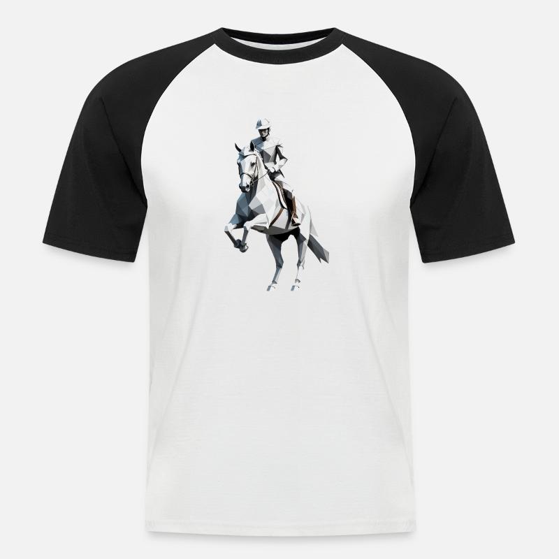 Low Poly Reiter - Ballett Design - Männer Baseball-T-Shirt - Weiß/Schwarz