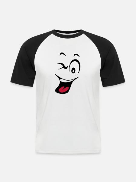 laughing smiley humeur1 - Men's Baseball T-Shirt - white/black
