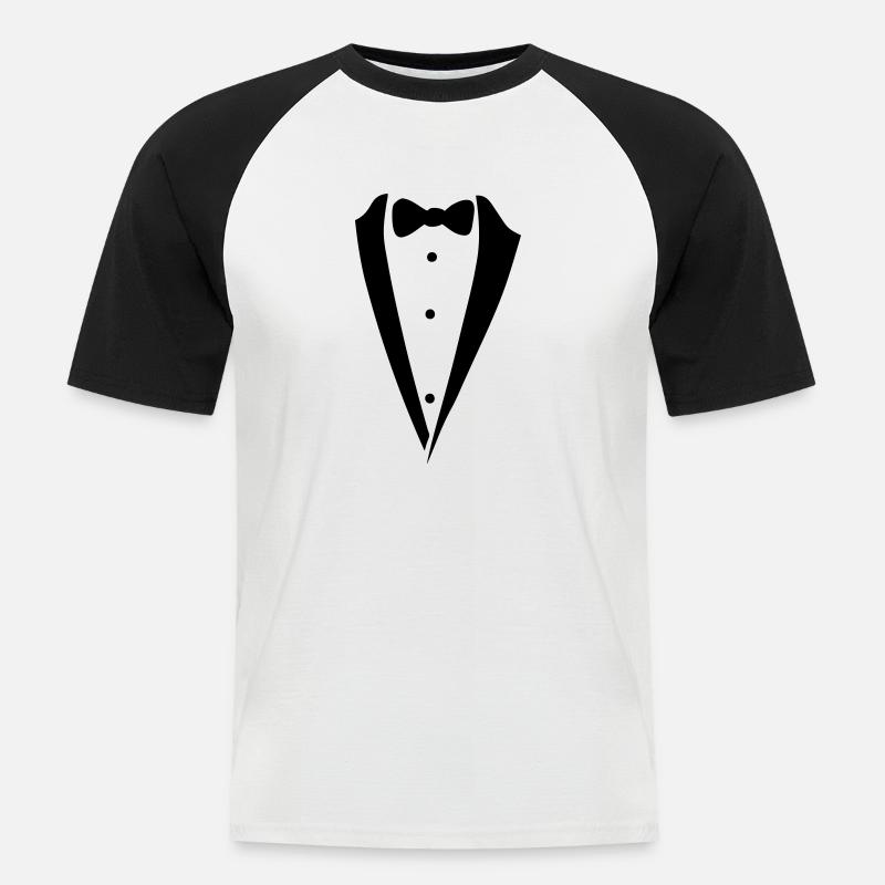 Fliege Kostüm - Männer Baseball-T-Shirt - Weiß/Schwarz