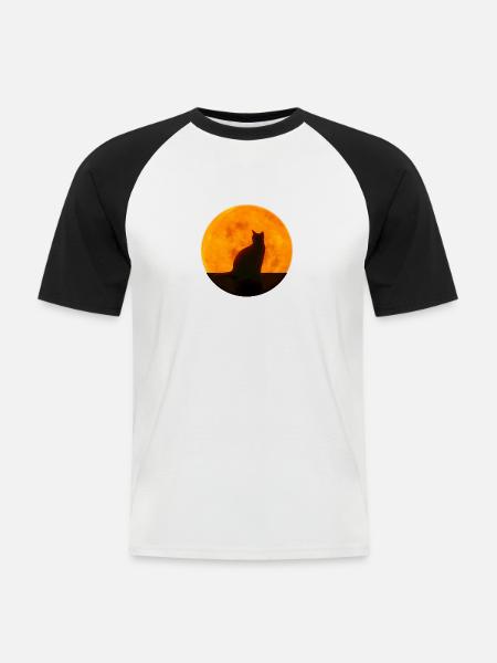 Katze - Männer Baseball-T-Shirt - Weiß/Schwarz