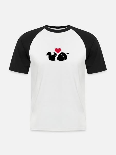 Squirrel Nut Love - Männer Baseball-T-Shirt - Weiß/Schwarz