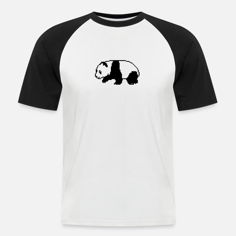 Pixel Panda - Männer Baseball-T-Shirt - Weiß/Schwarz