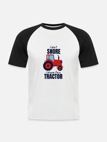 Traktor - Männer Baseball-T-Shirt - Weiß/Schwarz