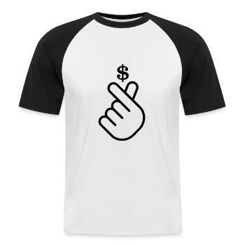 Moneyhand - L'argent compte - Moneyheart - blanc - T-shirt baseball manches courtes Homme - blanc/noir - Devant - Nik (191cm)