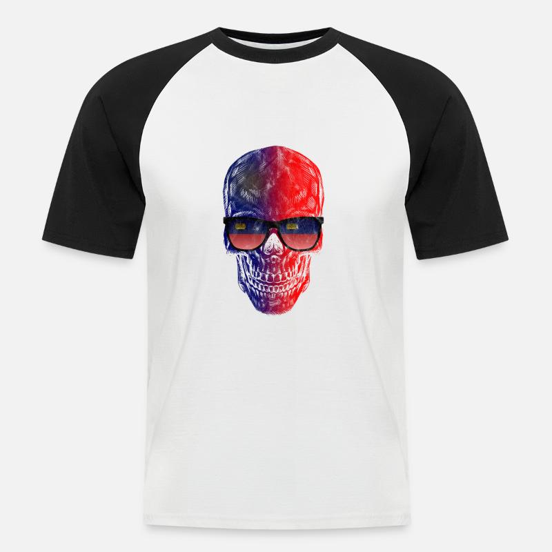 Liechtenstein - Männer Baseball-T-Shirt - Weiß/Schwarz