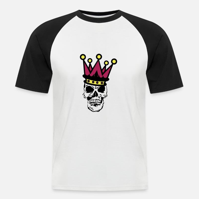 Kopf des Todes Krone - Männer Baseball-T-Shirt - Weiß/Schwarz