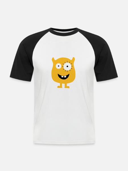 Monster - Männer Baseball-T-Shirt - Weiß/Schwarz