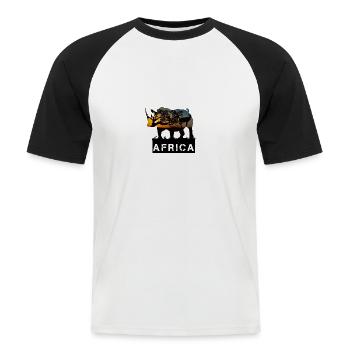 Afrique Rhinocéros - T-shirt baseball manches courtes Homme - blanc/noir - Devant - Nik (191cm)