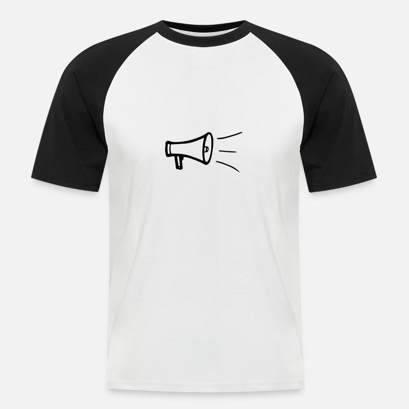 Megaphon - Männer Baseball-T-Shirt - Weiß/Schwarz