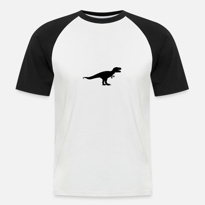 T-Rex - Männer Baseball-T-Shirt - Weiß/Schwarz