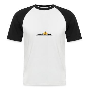 Skyline - Hamburg harbor old town - Men's Baseball T-Shirt - white/black - Front - Nik (191cm)