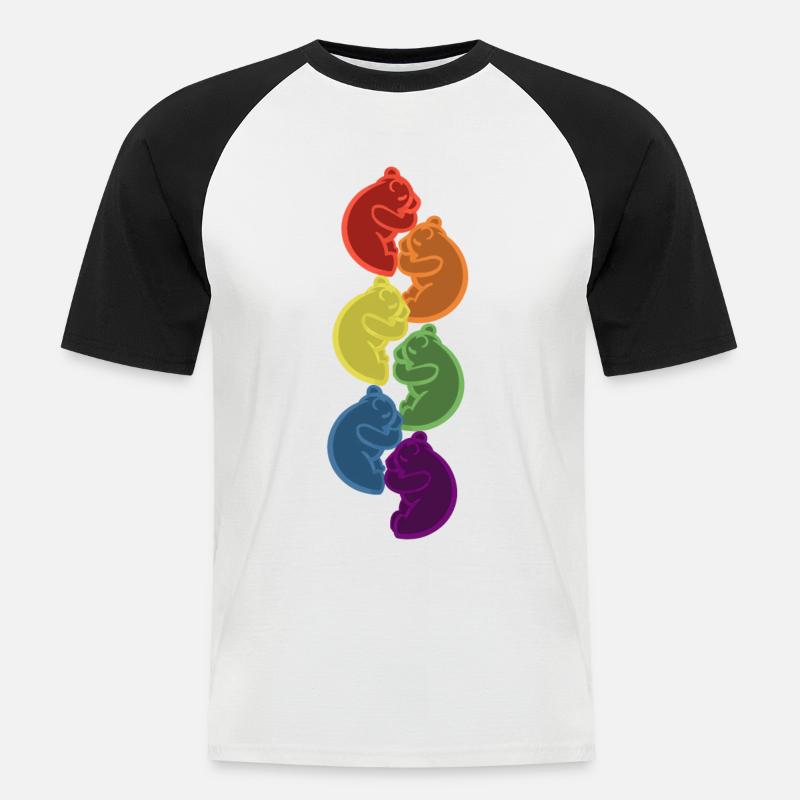 Schlafende Regebogen Bären Lgbt Geschenkidee - Männer Baseball-T-Shirt - Weiß/Schwarz