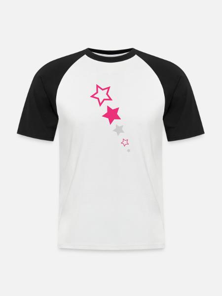 Aufsteigende Sterne/Stars - Männer Baseball-T-Shirt - Weiß/Schwarz