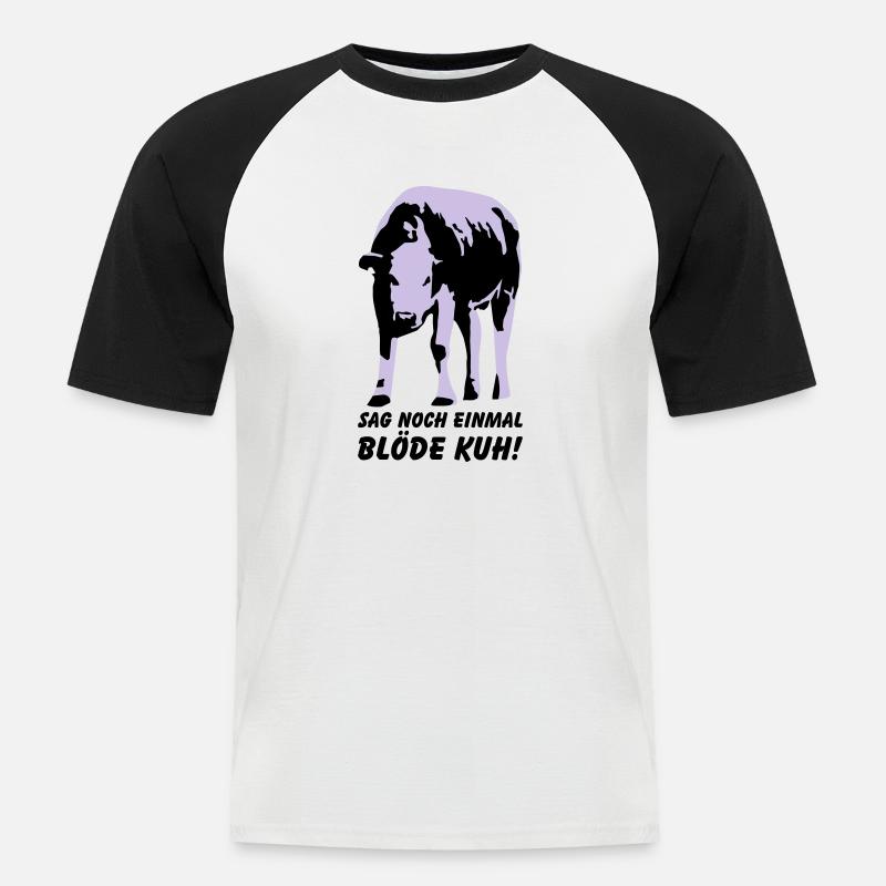 Dumme Kuh? - Männer Baseball-T-Shirt - Weiß/Schwarz