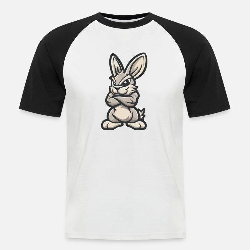 Hase Rabbit Comic - Männer Baseball-T-Shirt - Weiß/Schwarz