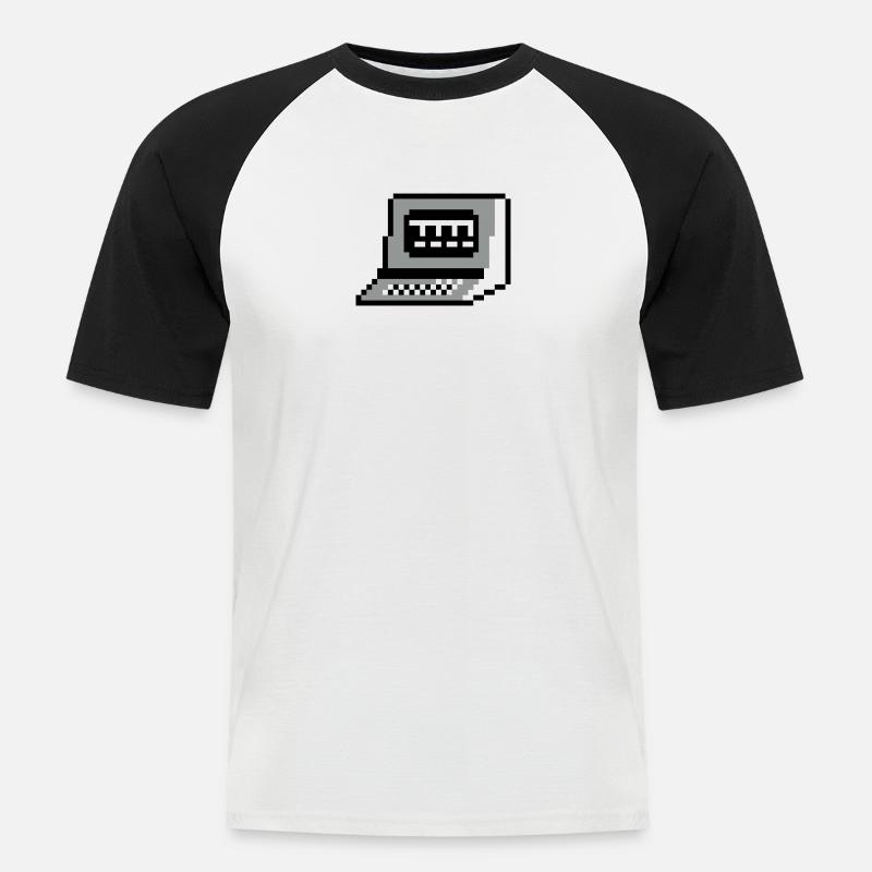 pixelComputer - Männer Baseball-T-Shirt - Weiß/Schwarz