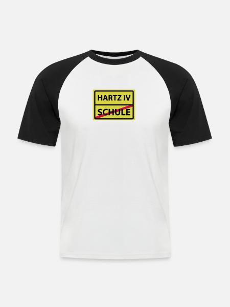 schule hartz 4 - Männer Baseball-T-Shirt - Weiß/Schwarz
