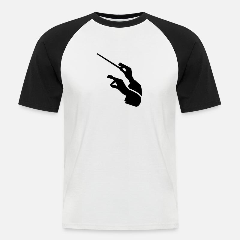 Dirigent - Männer Baseball-T-Shirt - Weiß/Schwarz