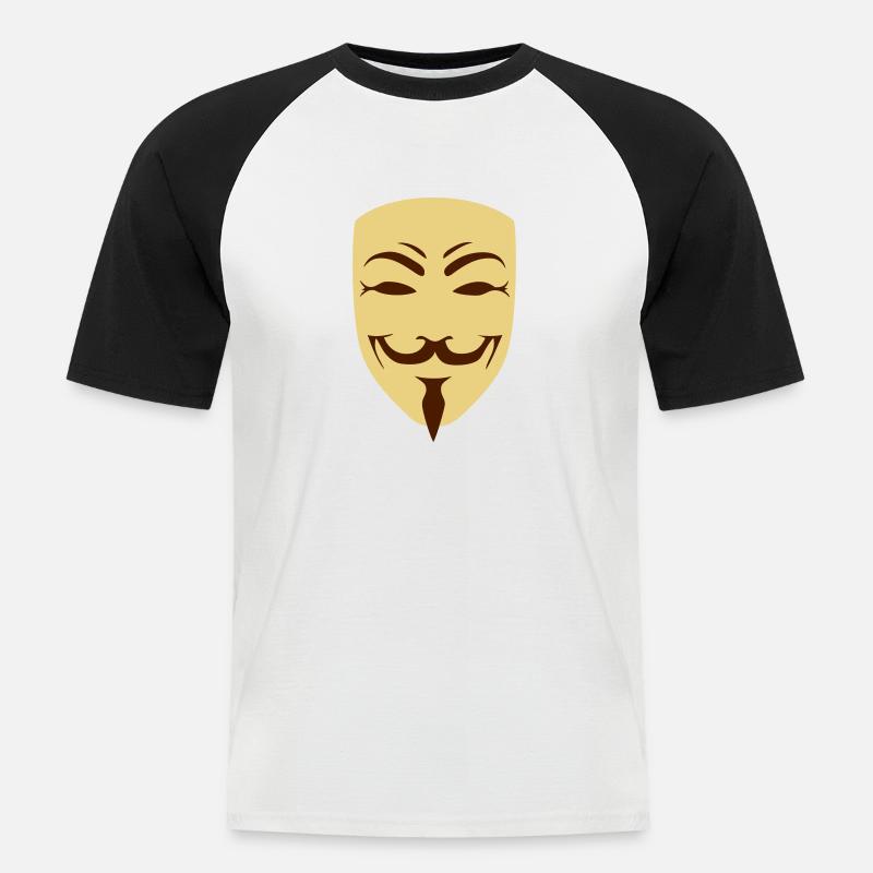 anonymous happy mask internet hack - Men's Baseball T-Shirt - white/black