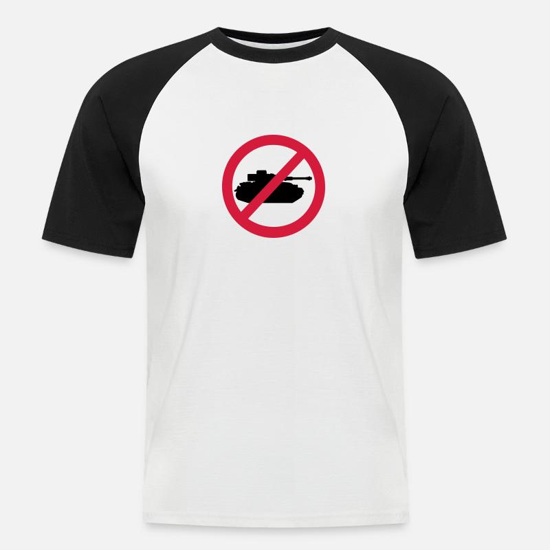Panzer - Männer Baseball-T-Shirt - Weiß/Schwarz