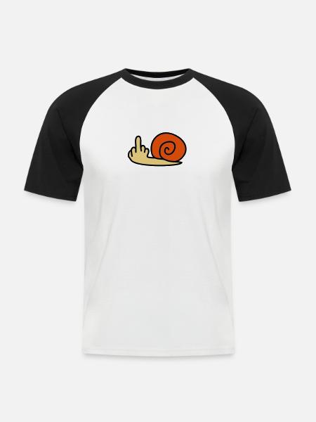 fuck_off_snail - Männer Baseball-T-Shirt - Weiß/Schwarz