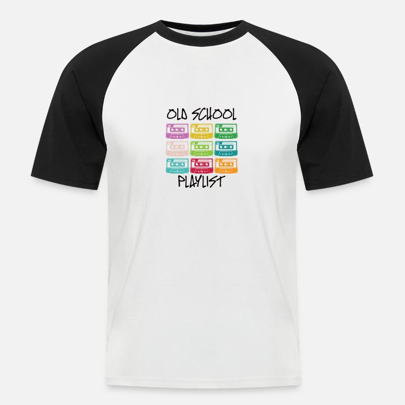 Kassette Diskette VHS Retro Kindheitserinnerung - Männer Baseball-T-Shirt - Weiß/Schwarz
