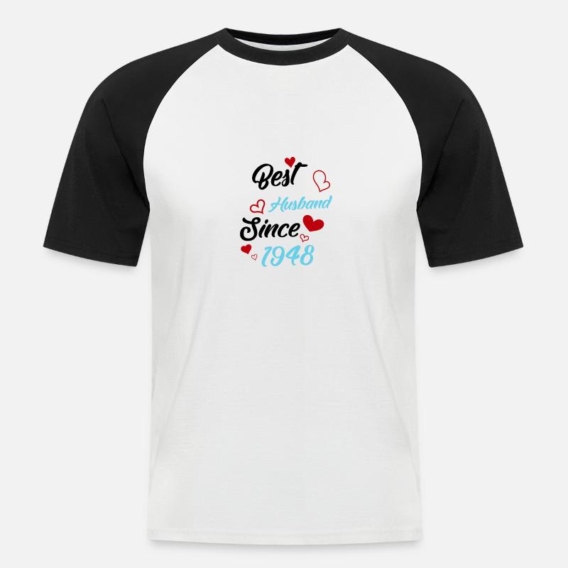 Bester Ehemann seit 1948 Hochzeit - Männer Baseball-T-Shirt - Weiß/Schwarz