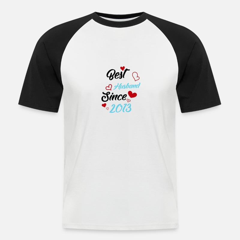 Bester Ehemann seit 2013 Hochzeit - Männer Baseball-T-Shirt - Weiß/Schwarz