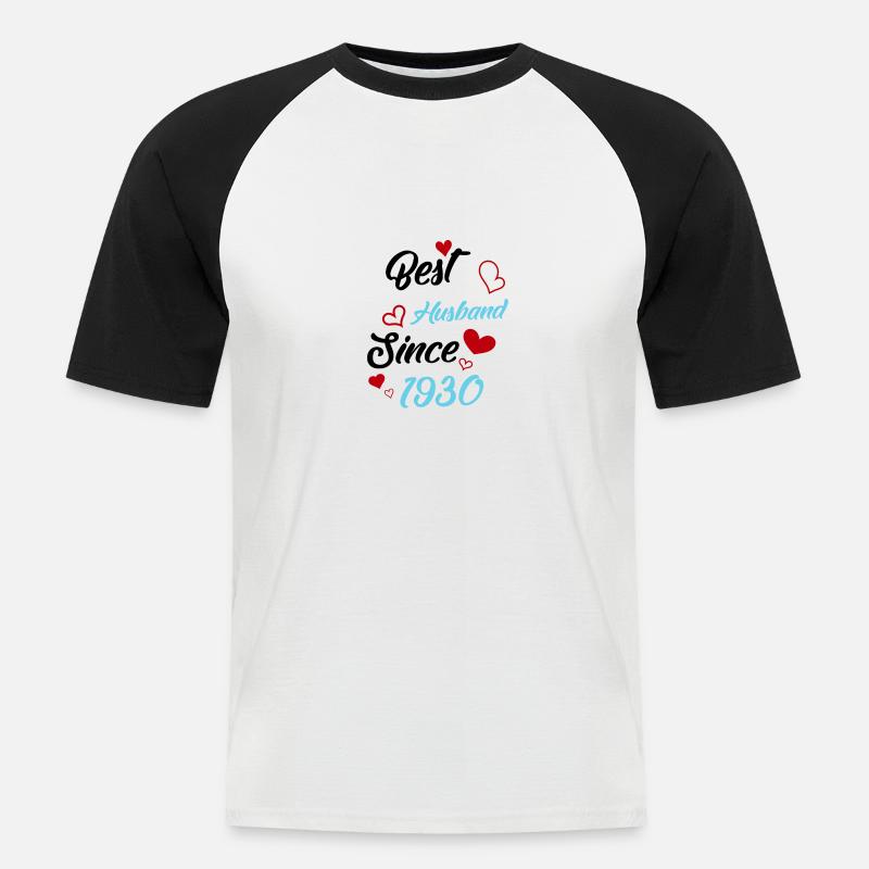 Bester Ehemann seit 1930 Hochzeit - Männer Baseball-T-Shirt - Weiß/Schwarz