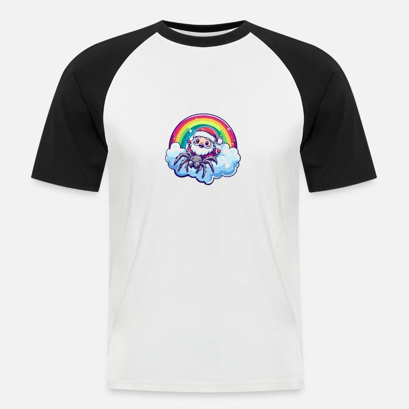 Tarantula Weihnachtsmann Regenbogen - Männer Baseball-T-Shirt - Weiß/Schwarz