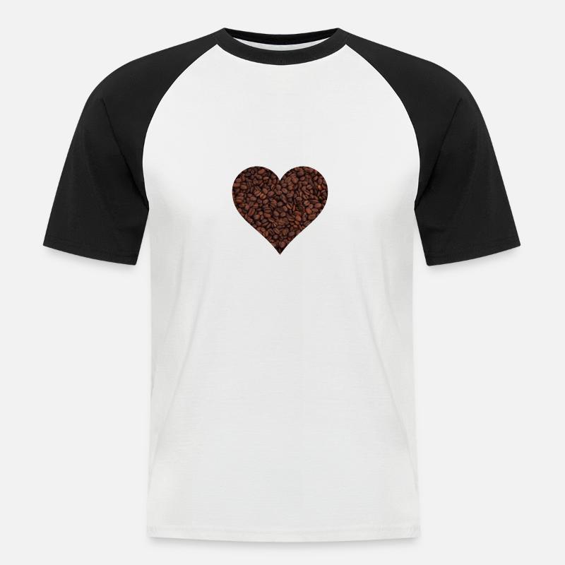 Kaffee Liebe - Männer Baseball-T-Shirt - Weiß/Schwarz