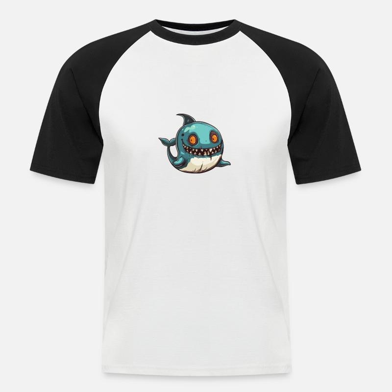 Wal Halloween Comic Lustig - Männer Baseball-T-Shirt - Weiß/Schwarz
