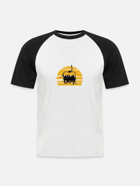 Winter - Skifahrer Sessellift - Männer Baseball-T-Shirt - Weiß/Schwarz