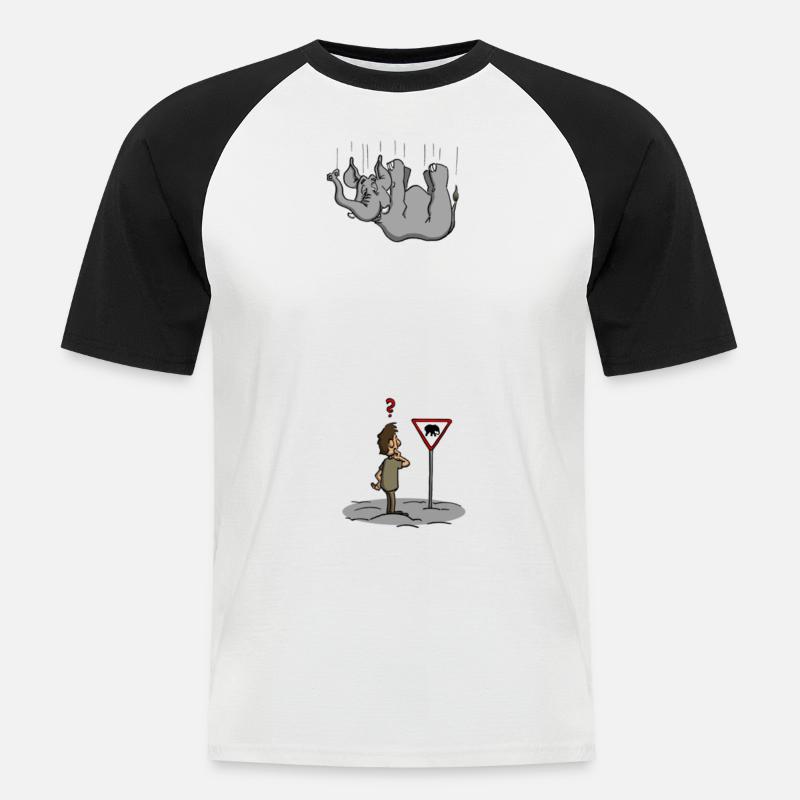 Achtung Elefant! - Männer Baseball-T-Shirt - Weiß/Schwarz