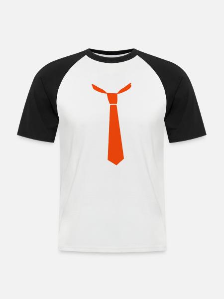 Krawatte - Männer Baseball-T-Shirt - Weiß/Schwarz