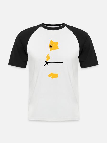 taekwondo bear - Men's Baseball T-Shirt - white/black